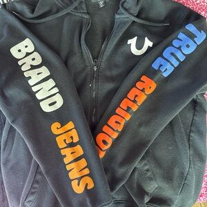 True Religion Black Zip-Up Hoodie
